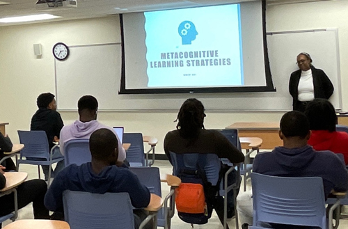 An instructor teaching in a class of undergraduate students